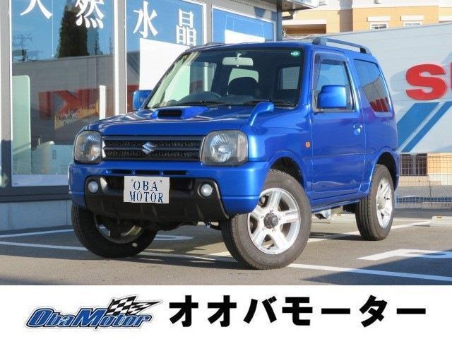 H18年式スズキジムニーXC4WDのブルー色が入庫しました♪お求めやすい人気のジムニー♪山間に...